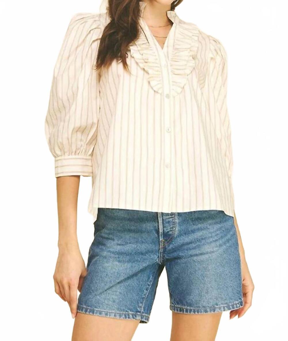 NEW PINCH latte stripe top in cream taupe stripes